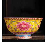 LEEDJUINE Cuenco de cerámica pintado a mano, 12 cm, esmalte chino de estilo antiguo, cuenco de arroz para uso diario