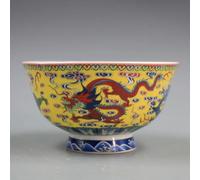 LEEDJUINE Cuenco de porcelana de estilo antiguo, 12,8 cm, cuenco decorativo floral pintado a mano para decoración del hogar, pieza de exhibición antigua