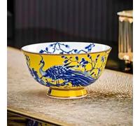 LEEDJUINE Cuenco de porcelana de hueso de estilo clásico, 12 cm, decoración esmaltada colorida, cuencos de arroz de cerámica para comedor en casa