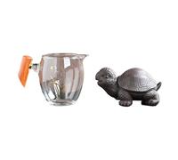 LEEDJUINE Purple Sands - Mascota de té con colador de té y taza de justicia, 12,8 cm, accesorios para bandeja de té, juego de té Kung Fu