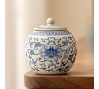 LEEDJUINE Ru Kiln - Recipiente de té de porcelana azul y blanca, 200 ml, tarro portátil de almacenamiento de té de viaje para el hogar