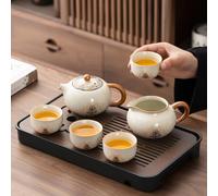 LEEDJUINE Ru Kiln Xishi Pot - Tetera retro dibujada a mano, 7 piezas, 200 ml, juego de té para el hogar y la oficina