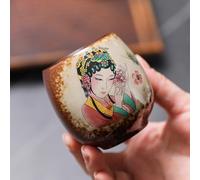 LEEDJUINE Taza de degustación de té hecha a mano, taza de cerámica para maestros, 130 ml, taza de té retro para el hogar