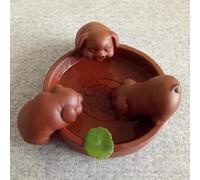 LEEDJUINE Three Little Pigs Purple Sands Tea Pet, 10,5 cm 10,7 cm, bandeja de té, accesorios para ceremonia de té