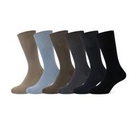 Leedya 6 pares de calcetines de invierno largos de hilo de Escocia para hombre, 100% fabricados en Italia - Calcetines suaves y cómodos, disponibles en varios colores, negro, azul oscuro - lavables a