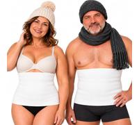 Leedya Faja de lana 65 % calentadora compresiva para mujer y hombre de invierno - Cálida faja lumbar apoyo espalda protección y apoyo - Faja ortopédica unisex para hombres y mujeres (blanco, XXXL)
