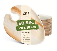 Leef 50 platos de hojas de palma para cócteles, desechables, compostables y naturales, 24 x 18 cm, cócteles, orgánicos, sostenibles, sin plástico, respetuosos con el medio ambiente, vajilla desechable