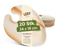 Leef - Platos de hoja de palmera, 24 x 18 cm, platos de cóctel desechables, ecológicos, compostables y sin plástico, vajilla de fiesta, finger food, aparador (20)