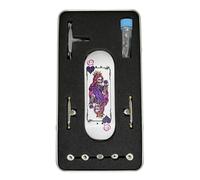 LEEFAI Juego completo de diapasón Pro de 32 mm, cubierta de madera de arce de 32 x 96 mm con gráfico de impresión UV, camiones de monopatín Pro G4, ruedas de rodamiento de uretano, Op3ra V3, corazones