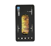 LEEFAI Juego completo de diapasón Pro de 34 x 96 mm, cubierta de madera, impresión UV, 4.0 mini patineta de dedo y 5 ruedas de rodamiento de uretano, Op3ra V3-Inferno