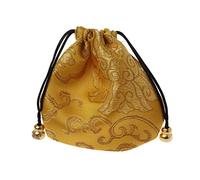 LEEINTO Bolsa de joyería de seda con cordón, bolsa de regalo tradicional de seda, bolsa de viaje con bordado chino, organizador de joyas, cerradura y llave, Seda