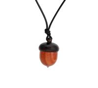 LEEINTO Collar Vintage de madera con colgante de bellotas, collar hecho a mano con almacenamiento de bellotas, gargantilla de cordón de cuero, collar para mujer, regalo de joyas de fiesta