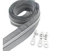 Leekayer #5 Gunmetal - Rollo de 9,1 m de cremallera metálica negra con dientes en color latón y 25 deslizadores dorados, para trabajos de costura, artesanía, bolsos