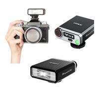 Leeki S12 Flash Speedlite GN12 para cámara Canon Sony Nikon Fujifilm Panasonic Olympus Pentax, inalámbrico con zapata caliente 5600K 1%-100% ajuste de brillo 1200mAh portátil compacto mini flash