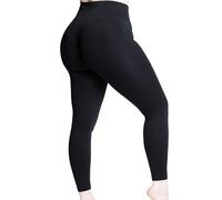 LEELA LAB, Leggings Push-Up Mujer Curvy, efecto moldeador, elásticos, ideales para fitness, yoga y looks deportivos, con tecnología Seamless, Made in Italy, Negro , M-L grande