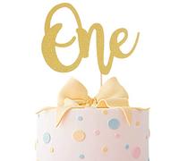LeeLeeAn,Decoración para tarta de primer cumpleaños para bebé, color dorado con purpurina, para decoración de tartas de boda, primer aniversario, fiesta de decoración de tartas