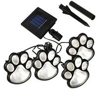 LEEMASING 4 luces solares con estampado de huellas de animales de perro, farol LED de 3 pulgadas para exteriores, jardín, camino, paisaje, pasarela, patio (blanco frío)