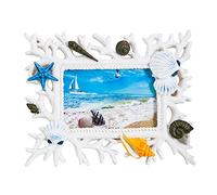LEEMASING 6 pulgadas Marco de fotos de concha de coral mediterráneo de 6 pulgadas para mesa de escritorio, hogar, oficina y decoración de todas las ocasiones Para fotos de 4 x 6 pulgadas