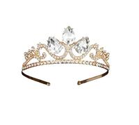 LEEMASING Corona de princesa con diamantes de imitación brillantes para fiesta de cumpleaños, Halloween, disfraz de Navidad, M, Metal, No es una piedra preciosa