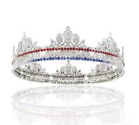 LEEMASING Corona medieval vintage de rey y reina para cosplay, cumpleaños, boda, fiesta de regreso a casa (plata, tamaño grande de 18,5 cm de diámetro)