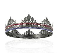 LEEMASING Corona medieval vintage de rey y reina para cosplay, cumpleaños, boda, fiesta de regreso a casa (negro, tamaño grande de 18,5 cm de diámetro)