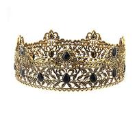 LEEMASING Coronas de metal para hombres, adultos, cumpleaños, graduación, fiesta de regreso a casa, corona de rey para cosplay, boda, regreso a casa, regalos de fiesta (bronce con piedra negra)