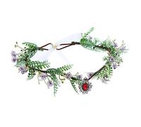 LEEMASING Diadema de flores, guirnalda de elfo, corona de hadas, diademas florales para Pascua, carnaval, fiesta, novia, boda (morado rojo)