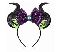 LEEMASING Diadema de orejas de ratón de Maléfica para Halloween, cosplay, recuerdo de fiesta (01)