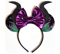 LEEMASING Diadema de orejas de ratón de Maléfica para Halloween, cosplay, recuerdo de fiesta (02)