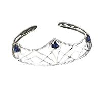 LEEMASING Diosa griega para la frente con diamantes de imitación, corona de aleación geométrica, bandas para el pelo para disfraces, fiestas, bailes de máscaras, cosplay, Medium, Metal, No es una