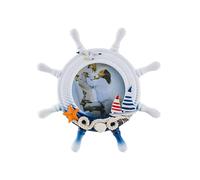 LEEMASING Marco de fotos de madera con forma de rueda de barcos, para fotos de grupo/familia, apto para fotos de 3.5 x 3.5 pulgadas