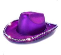 LEEMASING Sombrero de vaquero morado con luz LED intermitente, divertido sombrero de fiesta para fiesta de cumpleaños, boda, baile, desfile, cosplay, Halloween