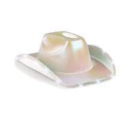 LEEMASING Sombrero de vaquero unisex con luz LED intermitente, divertido sombrero para boda, graduación, fiesta de cumpleaños, Halloween (blanco)