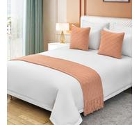 LEEMQCYA Camino de cama rosa y funda de cojín a juego, estilo bufanda para el pie de cama, ideal para hoteles y hogares, complemento que protege y decora, disponible para camas dobles, King y Queen