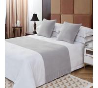 LEEMQCYA Caminos de cama con borlas, color gris claro, bufanda de cama de hotel, toalla de cama, decoración, funda de cama de protección para cama individual, doble, super king, 60 x 180 cm