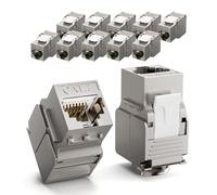 LEENUE 12 conectores RJ45 Keystone Jack Cat7, 10 Gbps / 600 MHz, chapado en oro, módulo Keystone para cables de instalación CAT7 CAT6A CAT6, conectores RJ45, cable de red y panel de conexión, enchufe