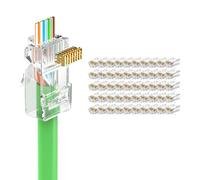 LEENUE 50 Unidades RJ45 Conector CAT6 Pass Through, 1Gbps/250MHz, Dorado Conectores RJ45 CAT5 CAT5E, Conector LAN para cables de red sólidos o trenzados de 23-26 AWG, compatible con PoE