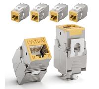 LEENUE 6 unidades RJ45 Keystone Jack Cat6A, 10 Gbps 500 MHz, módulo Keystone chapado en oro para cable de instalación CAT6A CAT6 POE, conector RJ45, cable de red y panel de conexiones Ethernet, color