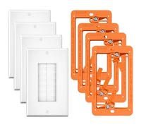 LEENUE Placa de pared con soporte de montaje, paquete de 4 fundas decorativas para cables de bajo voltaje, ocultador de cables de una sola banda para sistema de cine en casa de TV, color naranja