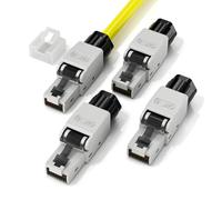 LEENUE RJ45 Conector CAT 6 sin Herramienta, 1Gbps/250MHz, Dorado Conectores RJ45 POE, UTP Conector LAN Cat6 sin Herramienta, reutilizable, 4 Unidades