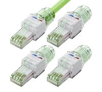 LEENUE RJ45 Conector CAT 6A sin Herramienta, 10 Gbps/500MHz, Dorado Conectores RJ45 POE Para cables de instalación Cat6A/6/5, UTP Conector LAN, reutilizable, 4 Unidades, verde