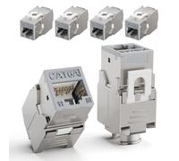 LEENUE RJ45 Keystone Jack Cat6A Lote de 6, 10 Gbit/500MHz, Chapado en oro Keystone Módulo para Cat6A Cat6 Cable de instalación, RJ45 Macho, Cable de conexión de red y Ethernet Patch Panel, Toma de red