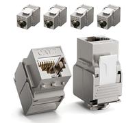 LEENUE RJ45 Keystone Jack Cat7 Paquete de 6 unidades, conector Ethernet RJ45 Cat6A blindado, conector de pared reutilizable de aleación de zinc de 10 Gigabit para panel de conexión y placa de pared