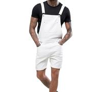 Leeonway Monos Holgado para Hombre,Overoles Cortos para Hombre,Overoles De Mezclilla para Hombre,Mezclilla Peto Trabajo Bib Jumpsuit con,Pantalones Cortos De Veranos Ropa De Trabajo