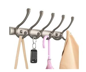 Leeonway Perchero Pared,Estante De Pared con Ganchos,Percha Pared para Entrada,Percheros De Pared Originales,Aluminio MetáLico,DecoracióN De Pared,Gris,para Colgar Abrigos Bufandas