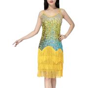 Leeonway Vestido de Baile Latino,Vestido de cóctel de salón para Mujer,Traje de Baile Sexy,Trajes de Baile latinoamericano para Mujer,Escote en V,para Salsa Tango Salón de Baile Samba Chacha