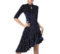 Leeonway Vestido de Baile Latino,Vestidos Salsa Baile Mujer,Vestido de Rumba Samba Traje,Traje de Baile Sexy,Sin Espalda,para Salsa Tango Salón de Baile Samba Chacha Disfraz Fiesta