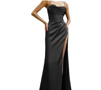 Leeonway Vestido de Dama de sin Hombros para Mujer,Vestidos invitada Bodas,Vestido de Dama de para Mujer,Elegantes Vestidos de Fiesta,Elegante,Elegante,Cuello en V