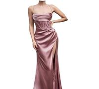 Leeonway Vestido de Dama de sin Hombros para Mujer,Vestidos invitada Bodas,Vestido de Dama de para Mujer,Elegantes Vestidos de Fiesta,Elegante,Elegante,Cuello en V