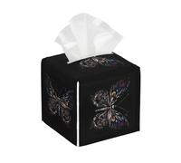 LEEPSS Science Butterfly - Caja de pañuelos de piel con forma cuadrada, esencial para la vida cotidiana, decoración del hogar para escritorio, baño, oficina, color blanco